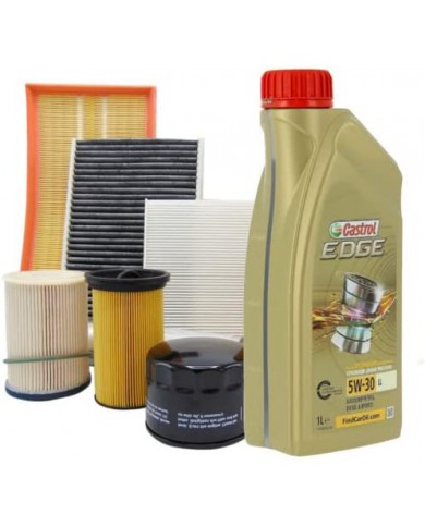 Kit tagliando auto, kit quattro filtri e 5 litri olio motore Castrol Edge 5W30 (PR4594/19)