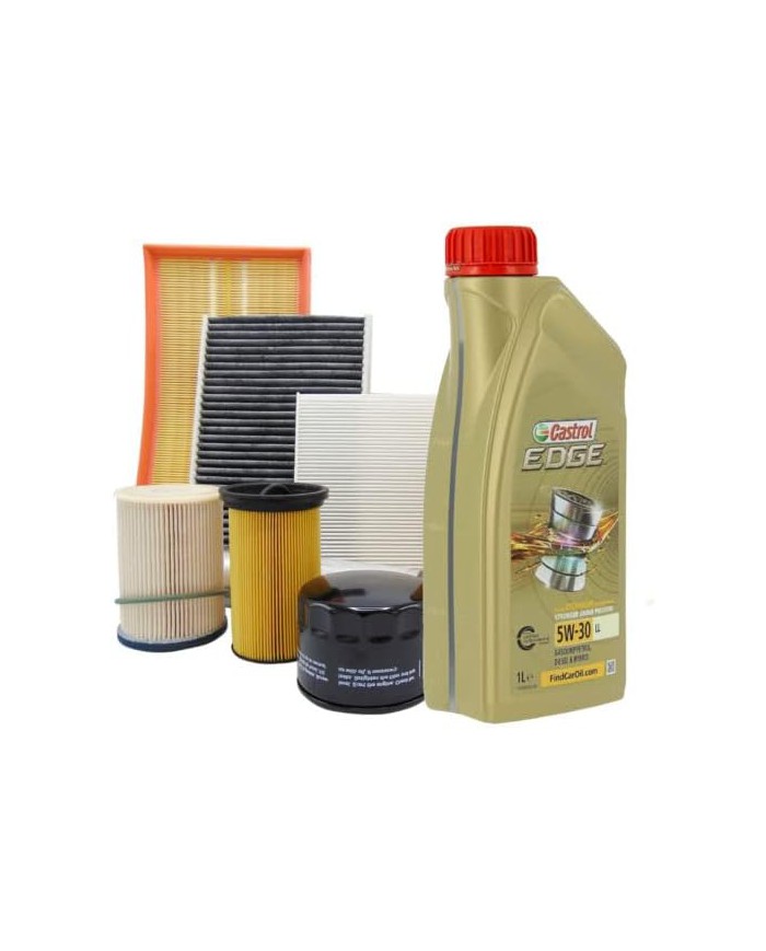 Kit tagliando auto, kit quattro filtri e 5 litri olio motore Castrol Edge 5W30 (PR4594/19)