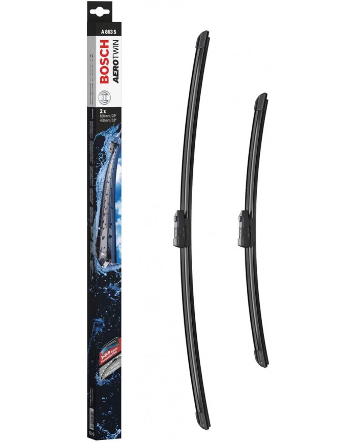 Bosch Automotive Tergicristalli Aerotwin A863S, Lunghezza 650Mm/450Mm, 1 Set Per Parabrezza Anteriore, Nero, 65 x 4 x 5 cm, 280 Bosch Automotive Tergicristalli Aerotwin A863S, Lunghezza 650Mm/450Mm, 1 Set Per Parabrezza Anteriore, Nero, 65 x 4 x 5 cm, 280