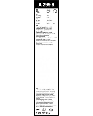 Bosch Automotive Tergicristall Aerotwin A299S, Lunghezza 600Mm/340Mm, 1 Set Per Parabrezza Anteriore, 5 x 3.4 x 60 cm 20 grammi Bosch Automotive Tergicristall Aerotwin A299S, Lunghezza 600Mm/340Mm, 1 Set Per Parabrezza Anteriore, 5 x 3.4 x 60 cm 20 grammi