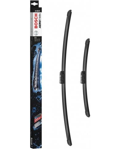 Tergicristalli Bosch Aerotwin A432S, Lunghezza 650mm/380mm, 1 set per parabrezza anteriore Tergicristalli Bosch Aerotwin A432S, Lunghezza 650mm/380mm, 1 set per parabrezza anteriore