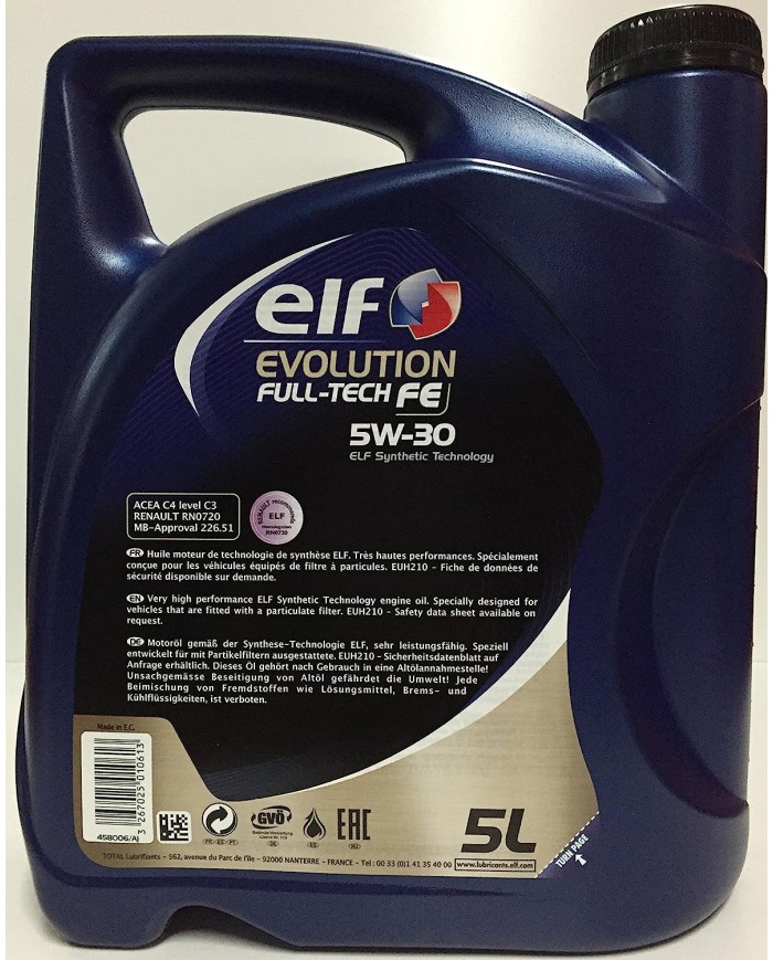 Elf - Olio motore Elf Evolution Full-Tech FE 5W-30 5 litri 5 litri  1 x 5 L Elf - Olio motore Elf Evolution Full-Tech FE 5W-30 5 litri 5 litri  1 x 5 L