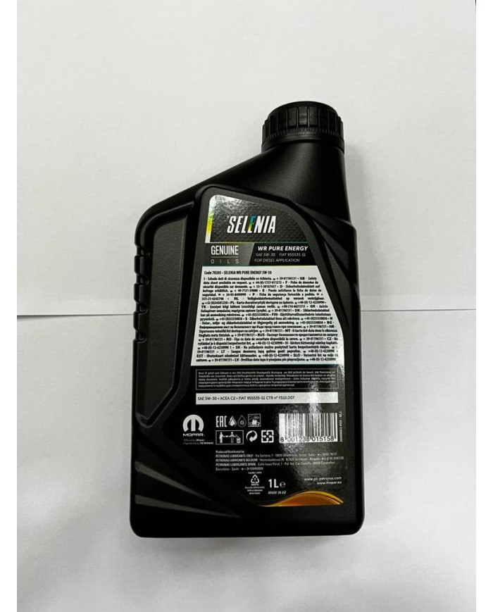 4 Litri Olio motore sintetico SELENIA WR PURE ENERGY SAE 5W30 ACEA C2 4 Litri Olio motore sintetico SELENIA WR PURE ENERGY SAE 5W30 ACEA C2