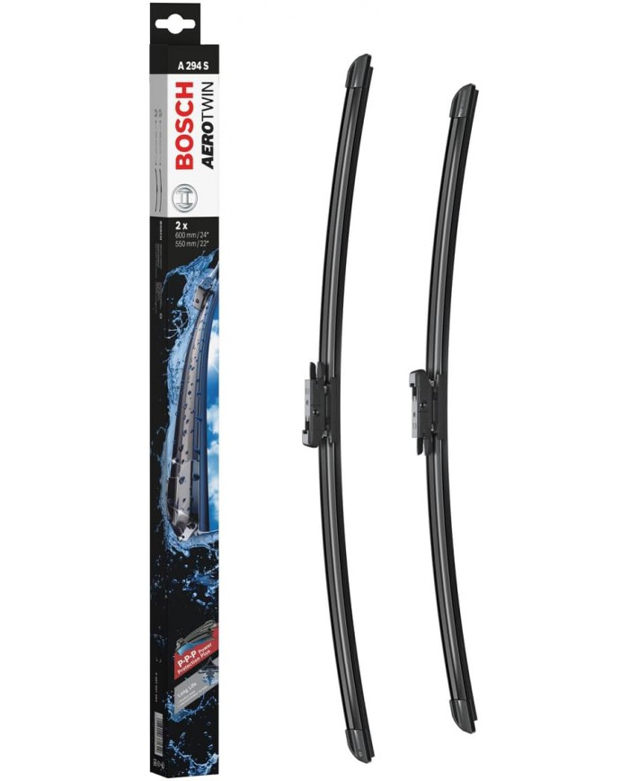 Tergicristalli Bosch Aerotwin A294S, Lunghezza 600mm/550mm, 1 set per parabrezza anteriore Tergicristalli Bosch Aerotwin A294S, Lunghezza 600mm/550mm, 1 set per parabrezza anteriore