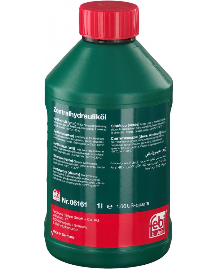 febi bilstein 06161 olio idraulico per impianto idraulico servosterzo (1 litro, verde, sintetico, -40° / +130° ) + sistema