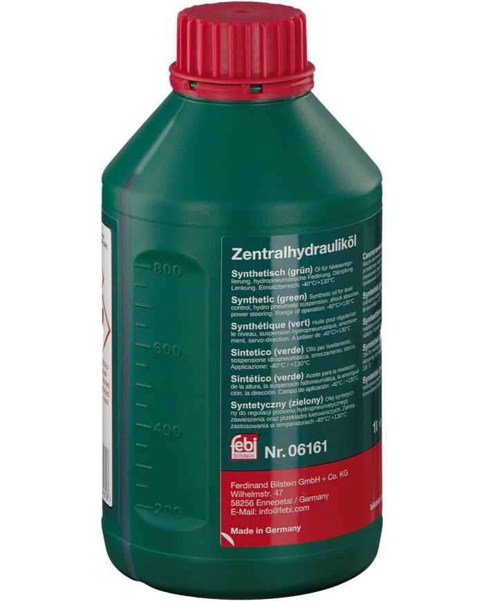febi bilstein 06161 olio idraulico per impianto idraulico servosterzo (1 litro, verde, sintetico, -40° / +130° ) + sistema