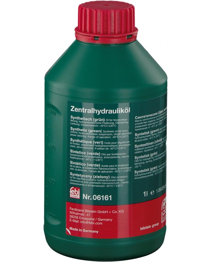 febi bilstein 06161 olio idraulico per impianto idraulico servosterzo (1 litro, verde, sintetico, -40° / +130° ) + sistema