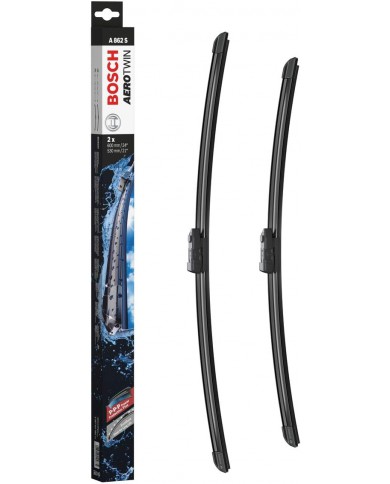 Tergicristalli Bosch Aerotwin A862S, Lunghezza 600mm/530mm, 1 set per parabrezza anteriore Tergicristalli Bosch Aerotwin A862S, Lunghezza 600mm/530mm, 1 set per parabrezza anteriore