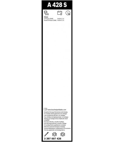 Tergicristalli Bosch Aerotwin A428S, Lunghezza 800mm/750mm, 1 set per parabrezza anteriore Tergicristalli Bosch Aerotwin A428S, Lunghezza 800mm/750mm, 1 set per parabrezza anteriore