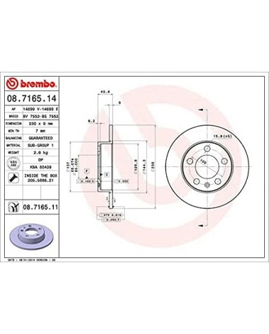 Brembo 08.7165.11 - Disco Freno con Verniciatura UV (Set di 2) - Posteriore Brembo 08.7165.11 - Disco Freno con Verniciatura UV (Set di 2) - Posteriore