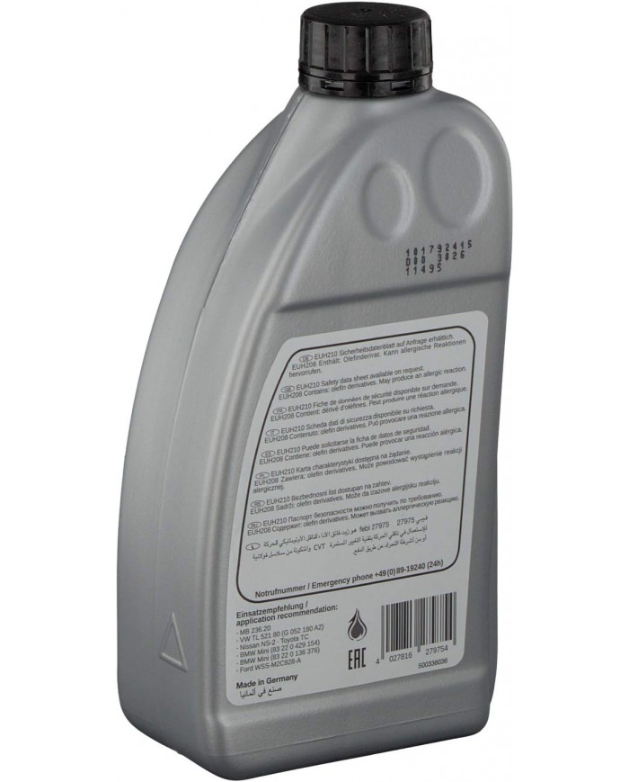 febi bilstein 27975 olio per cambi automatici (ATF) per trasmissione CVT | AUDI, MERCEDES BENZ, MINI (BMW) febi bilstein 27975 olio per cambi automatici (ATF) per trasmissione CVT | AUDI, MERCEDES BENZ, MINI (BMW)