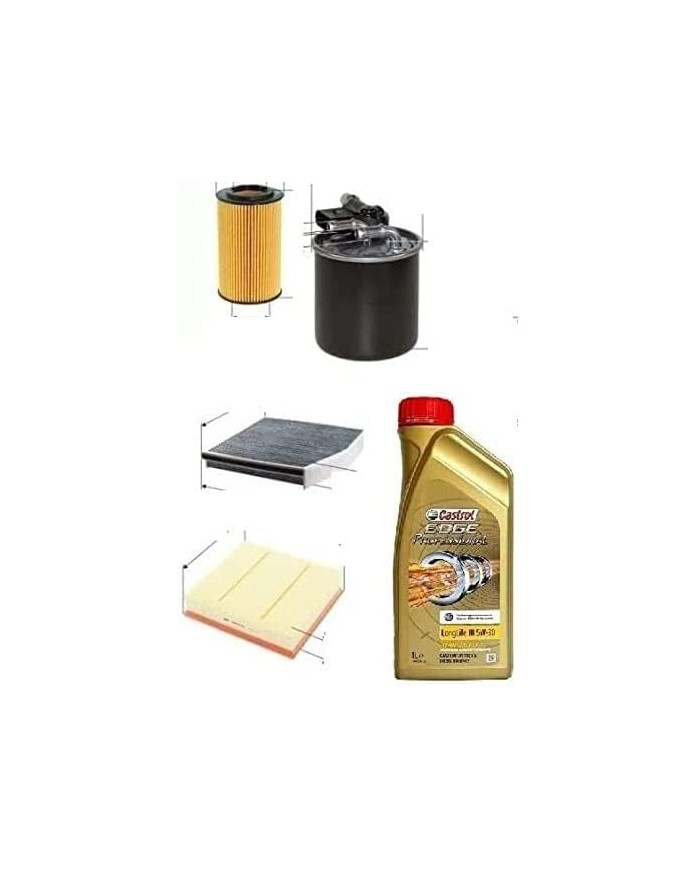 Kit Filtri Tagliando Classe A W176 180 CDI 80 Kw + 7 Litri Olio 5w30 Kit Filtri Tagliando Classe A W176 180 CDI 80 Kw + 7 Litri Olio 5w30