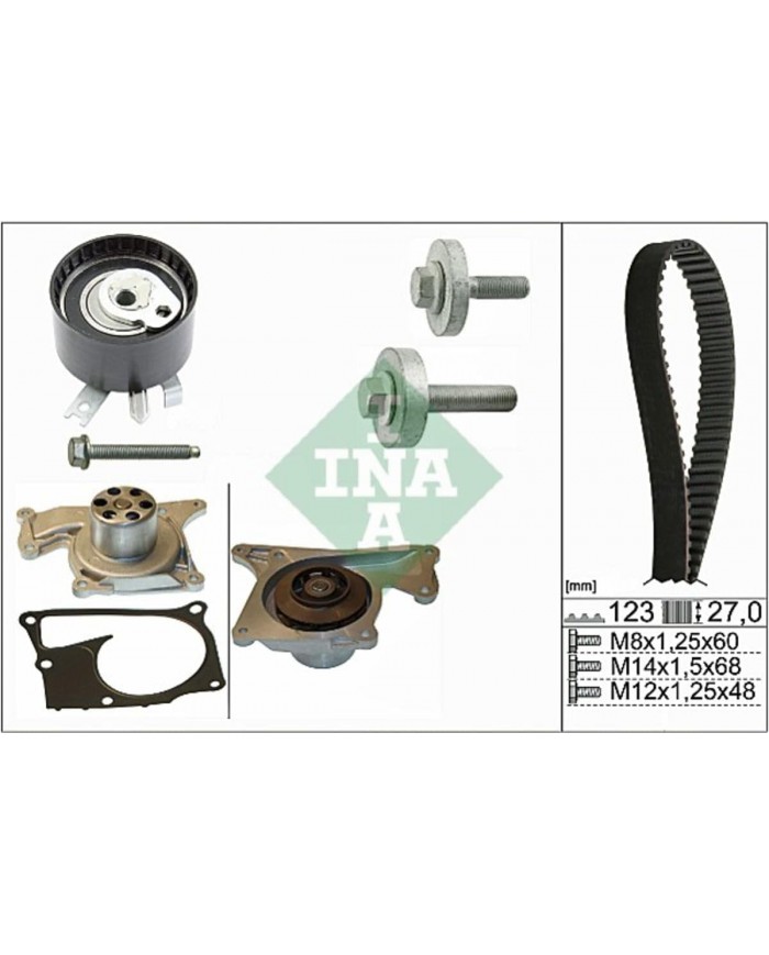 Kit Distribuzione con Pompa Acqua INA - 530019732 Kit Distribuzione con Pompa Acqua INA - 530019732